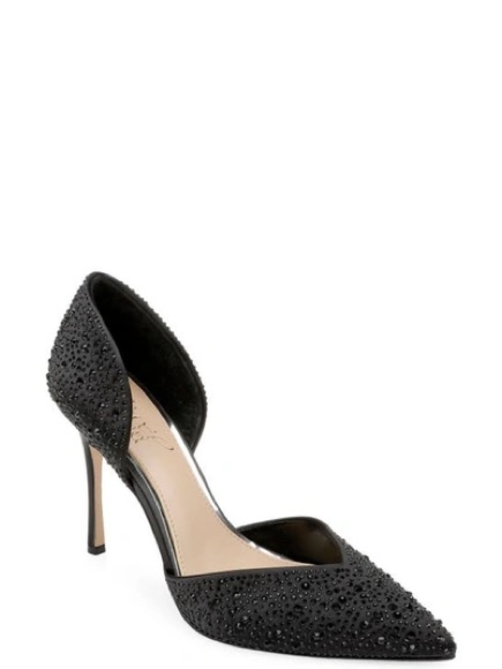 Jewel Badgley Mischka Black Crystal D'Orsay Pointed-Toe Pump